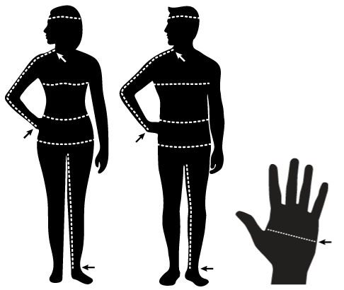 Klim størrelsesguide illustrert