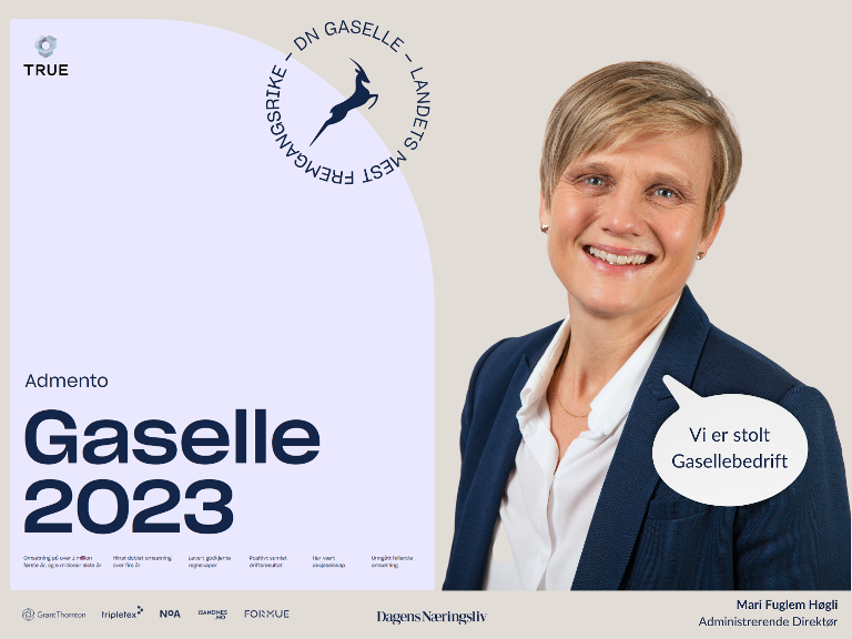 Admento utnevnt til Gaselle-bedrift 2023