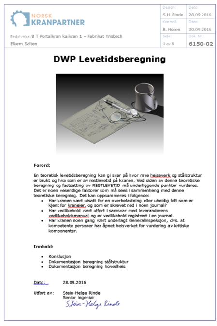 Levetidsberegning dokument