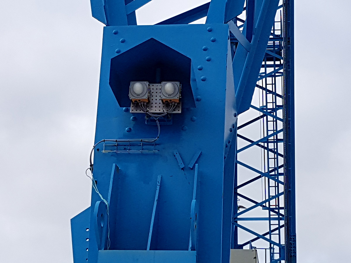 Målesensorer på Goliath kran. Foto.