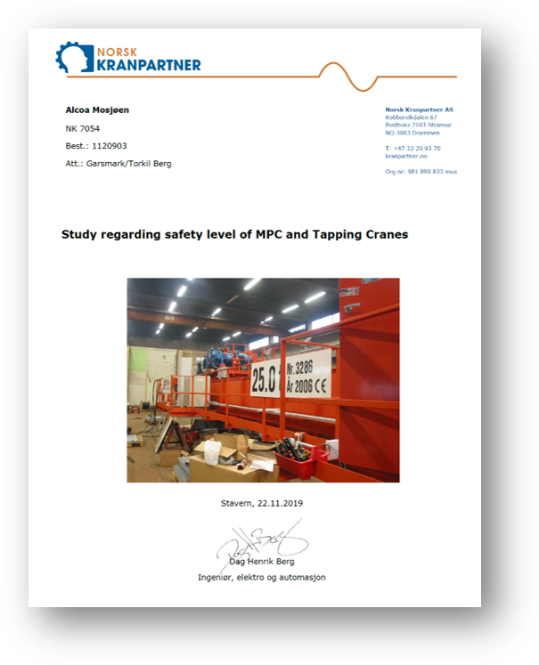 Studie om sikkerhetsnivå. Foto av dokument.