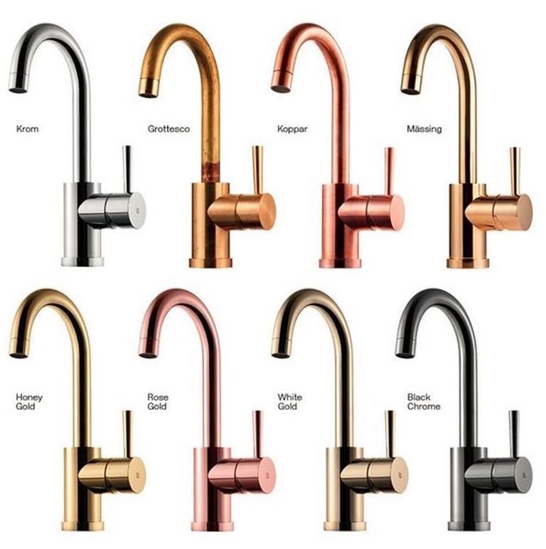 Bilde av kjøkkenkraner med ulike overflater