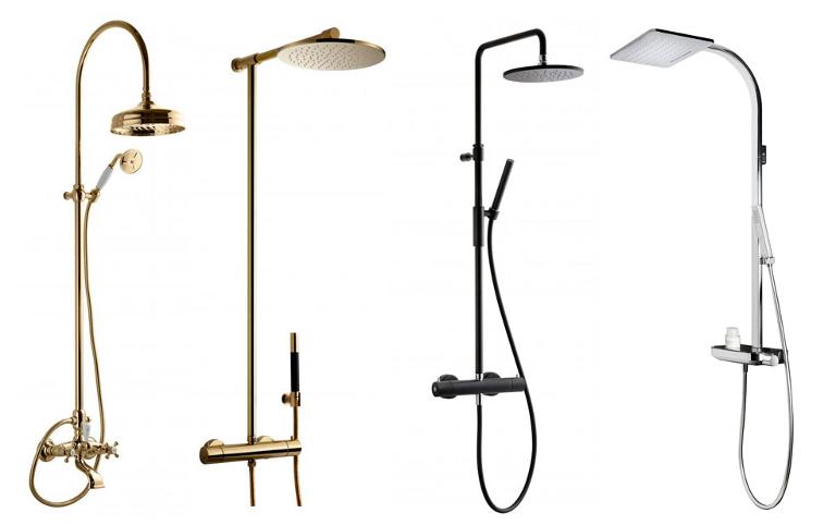 Bilde av dusjer med forskjellige overflater