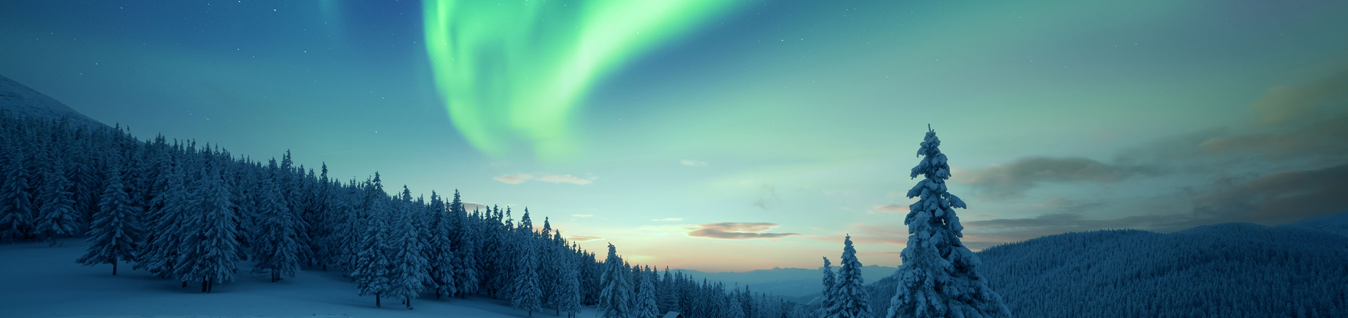 Nordlys med fjell i bakgrunn