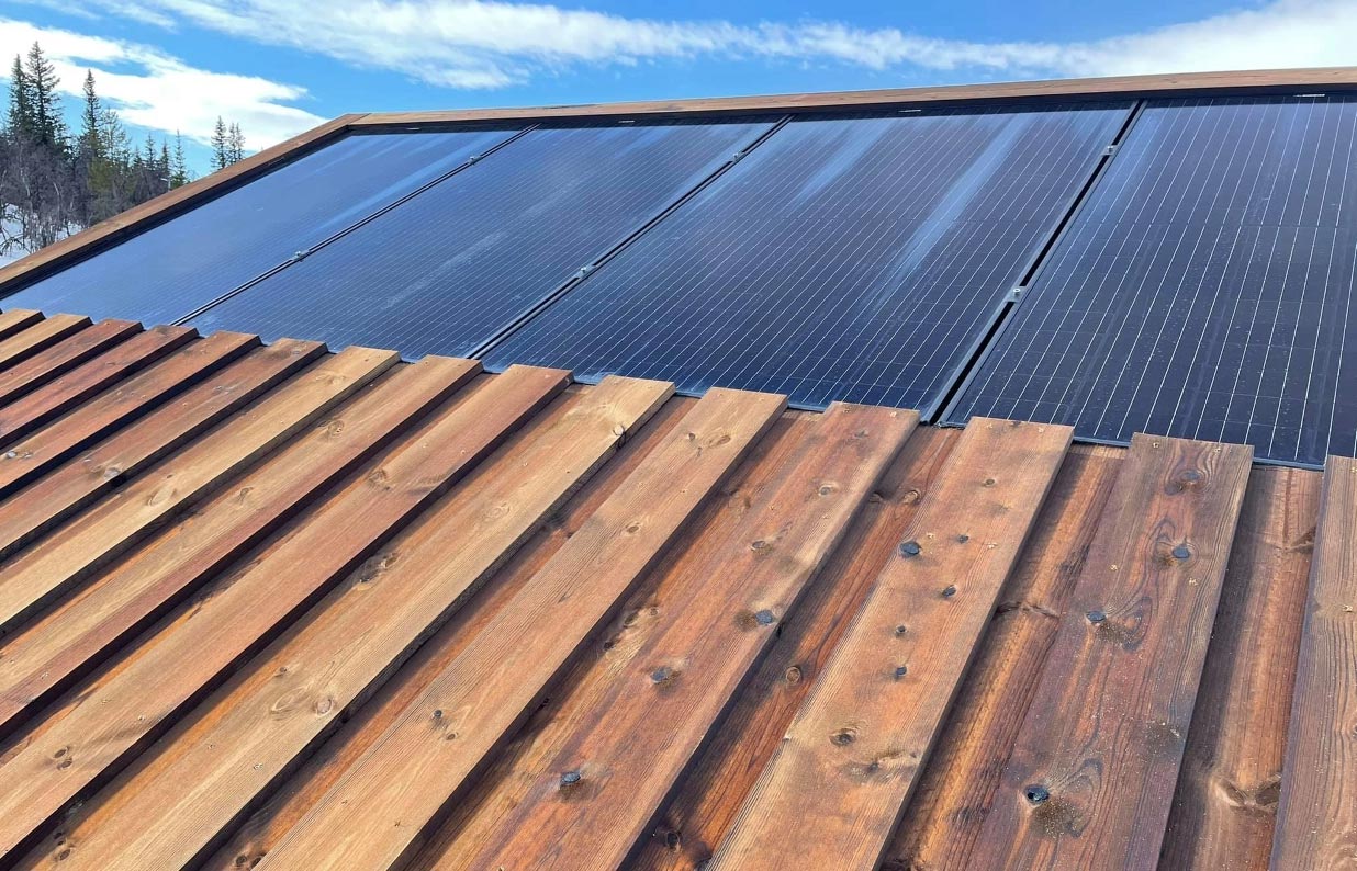 Solcellepanel på tretak