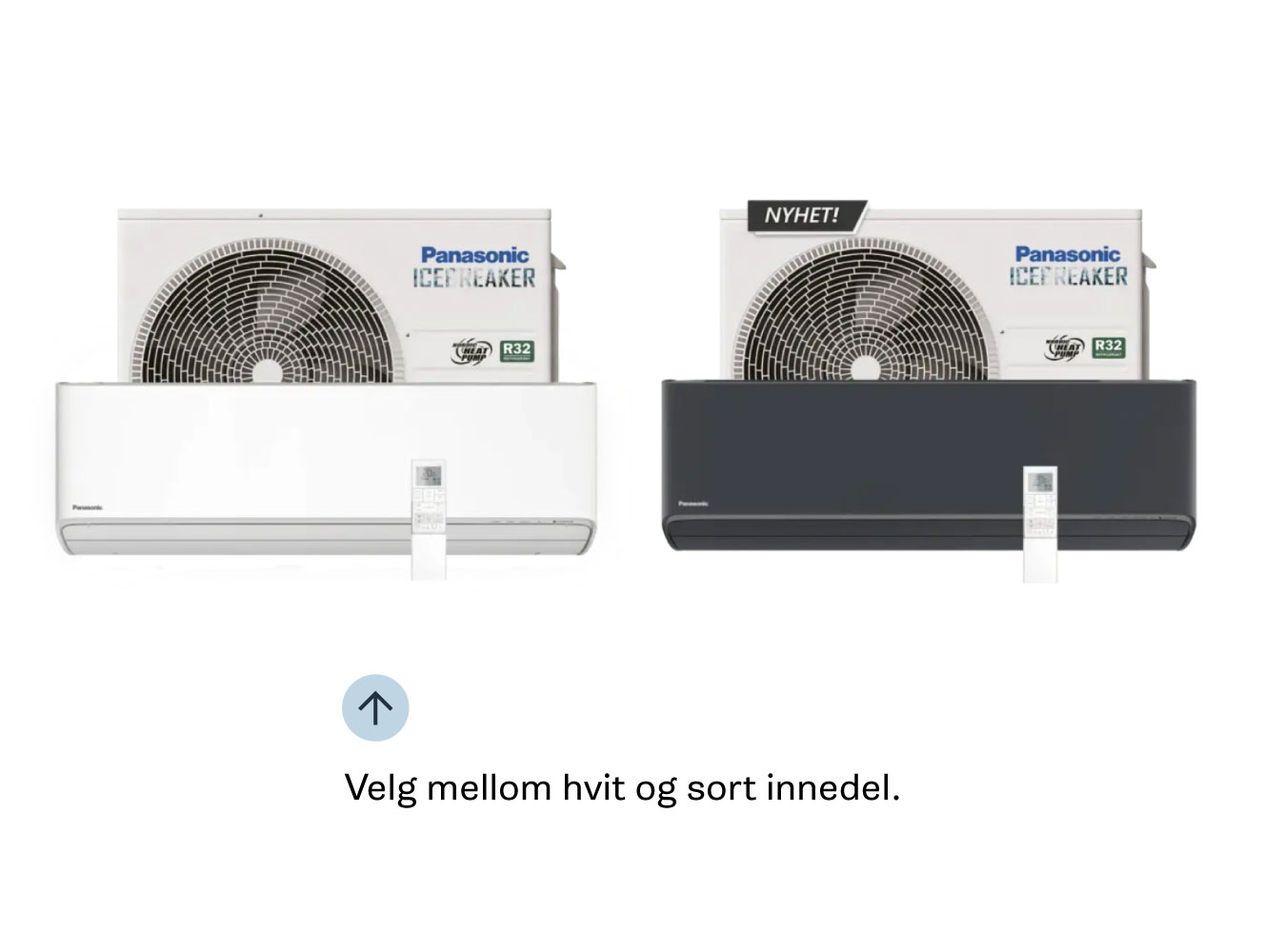 Varmepumpe i sort og hvit